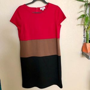 Loft red color block dress, size 12P